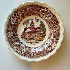 Vernon Kilns The Little White House Georgia Souvenir Saucer Brown Transferware